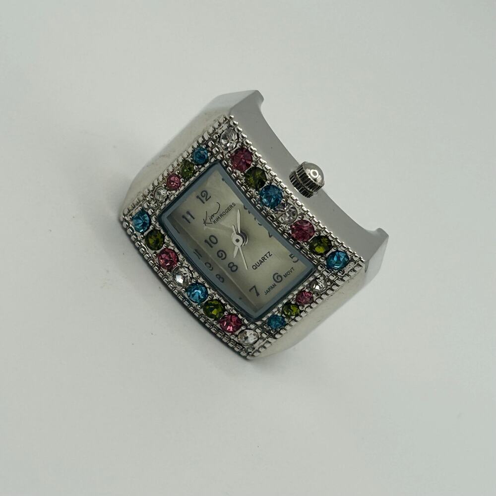 Kim Rogers Multi-colored Crystal Bezel Ring Watch Working New Battery - Picture 4 of 7